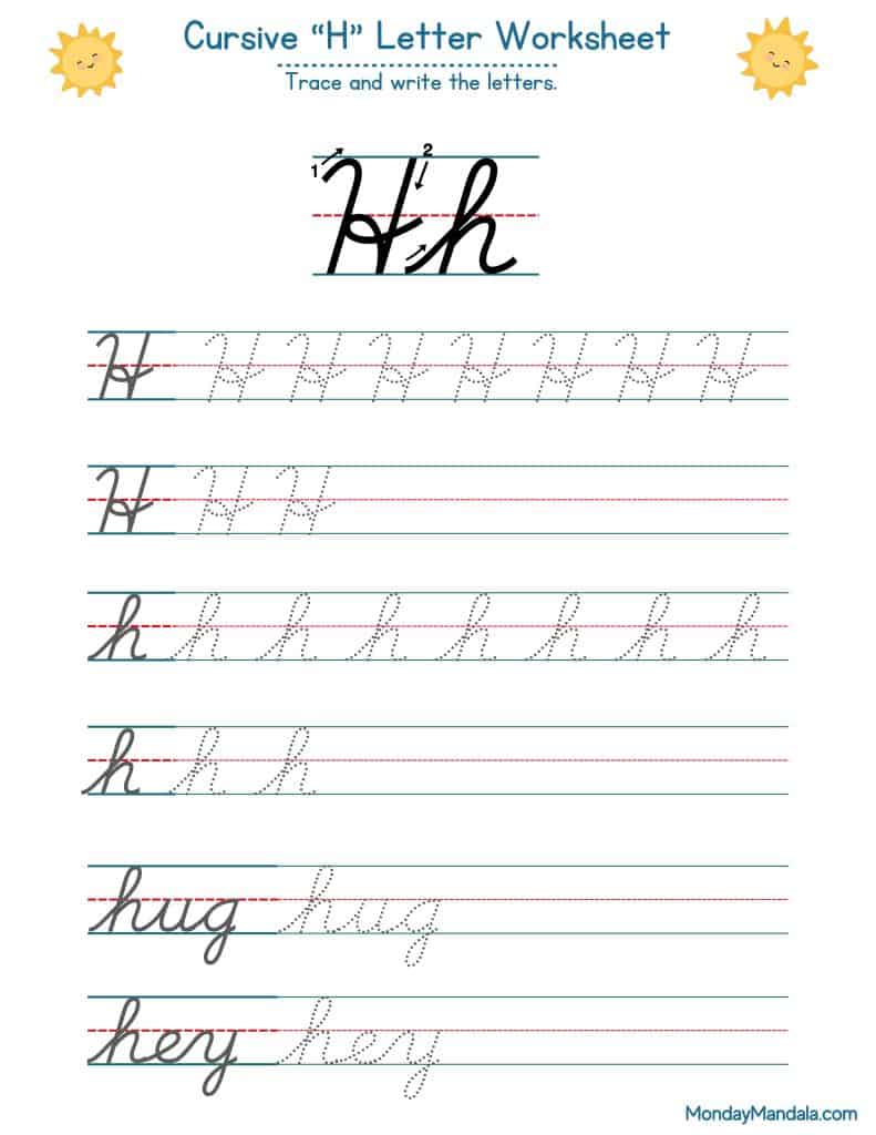 Cursive H Worksheets 10 Free Printables Cursive Letter H For Chocolate