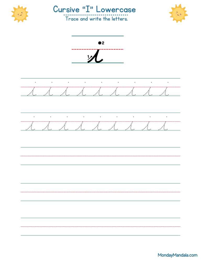 10 Cursive I Worksheets (Free Letter Writing Printables)