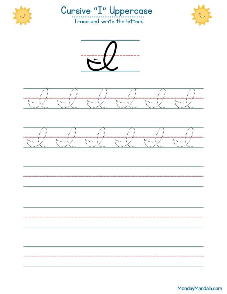 10 Cursive I Worksheets (Free Letter Writing Printables)