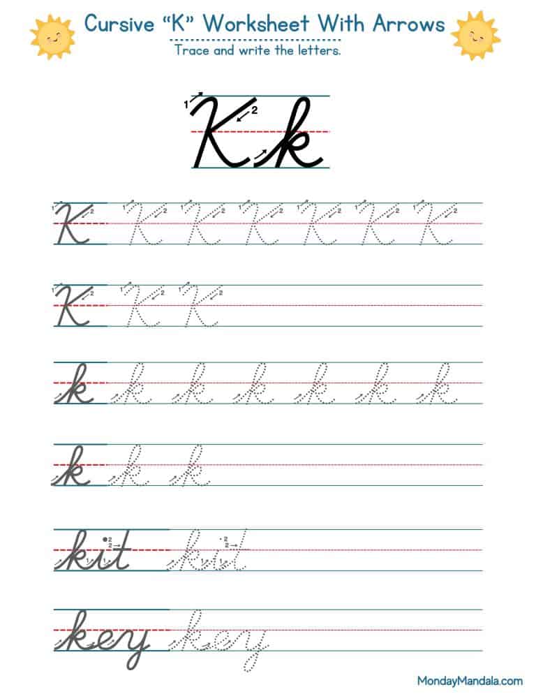 10 Cursive K Worksheets (Free Letter Writing Printables)