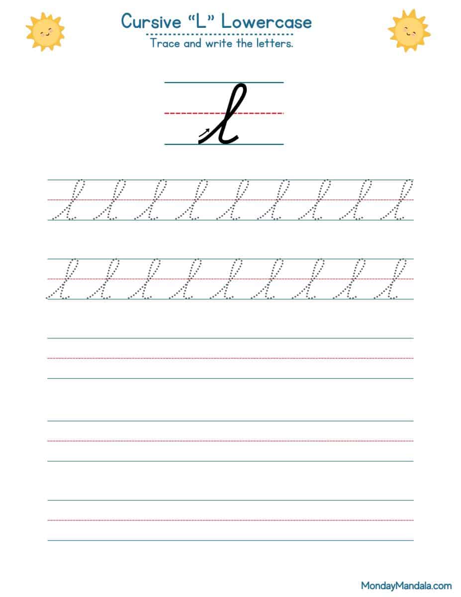 10 Cursive L Worksheets (Free Letter Writing Printables)