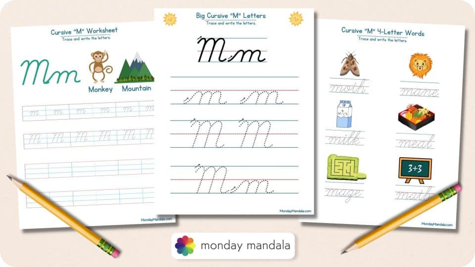 10 Cursive M Worksheets (Free Letter Writing Printables)