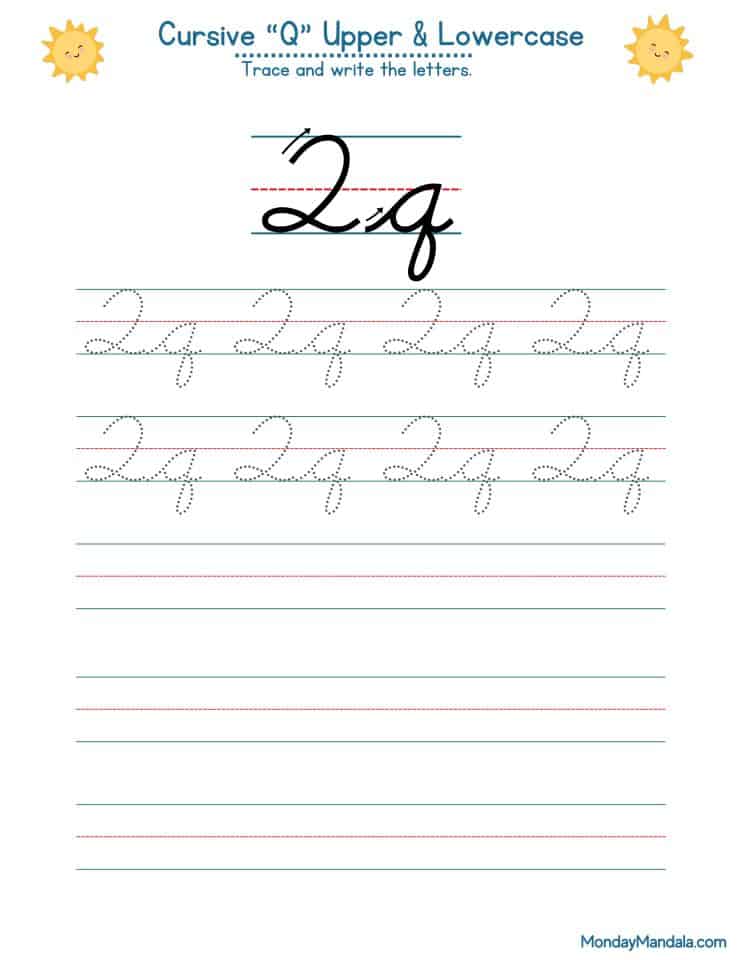10 Cursive Q Worksheets (Free Letter Writing Printables)