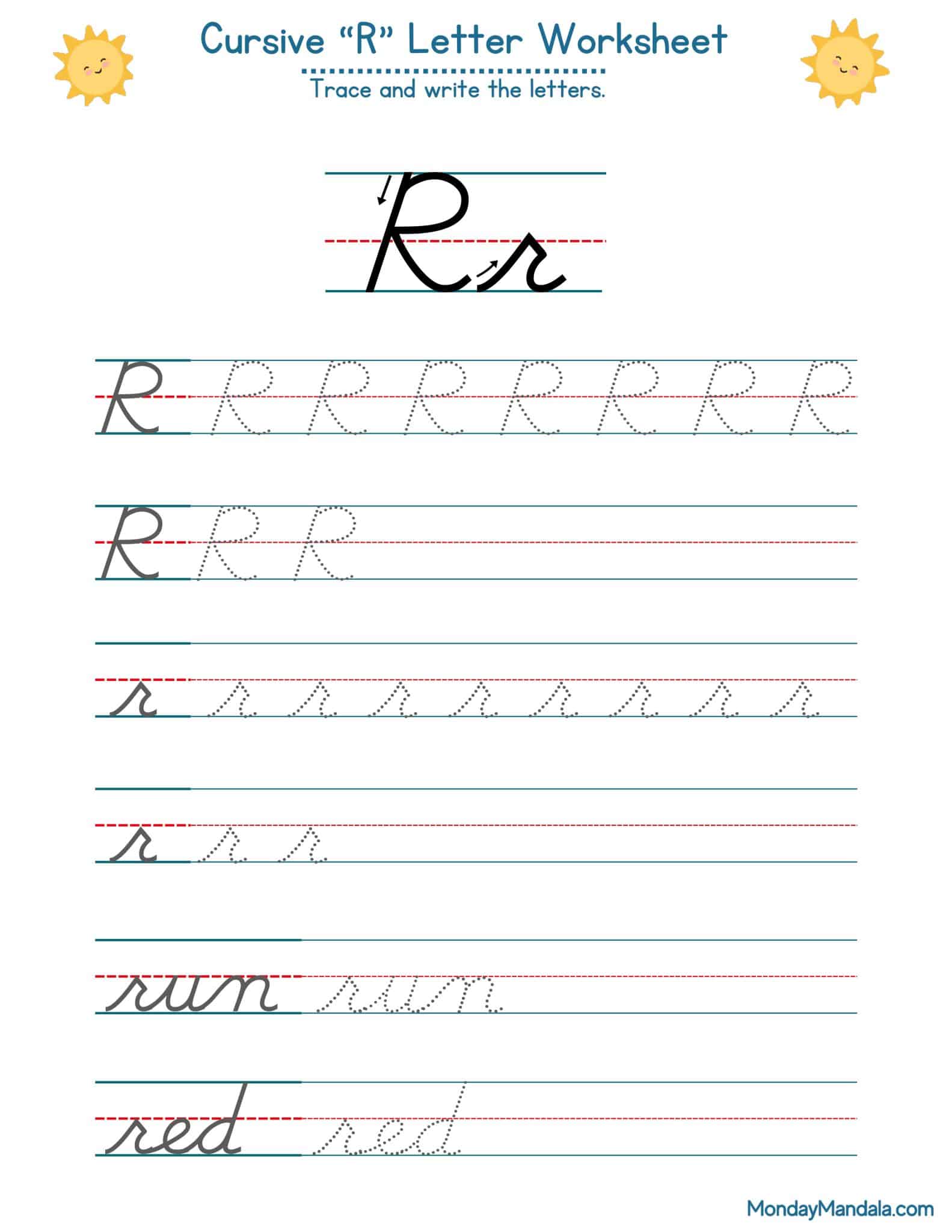 10 Cursive R Worksheets (Free Letter Writing Printables)
