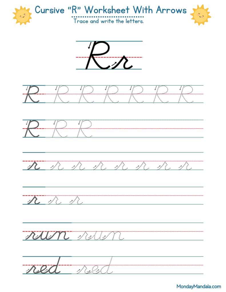 10 Cursive R Worksheets (Free Letter Writing Printables)