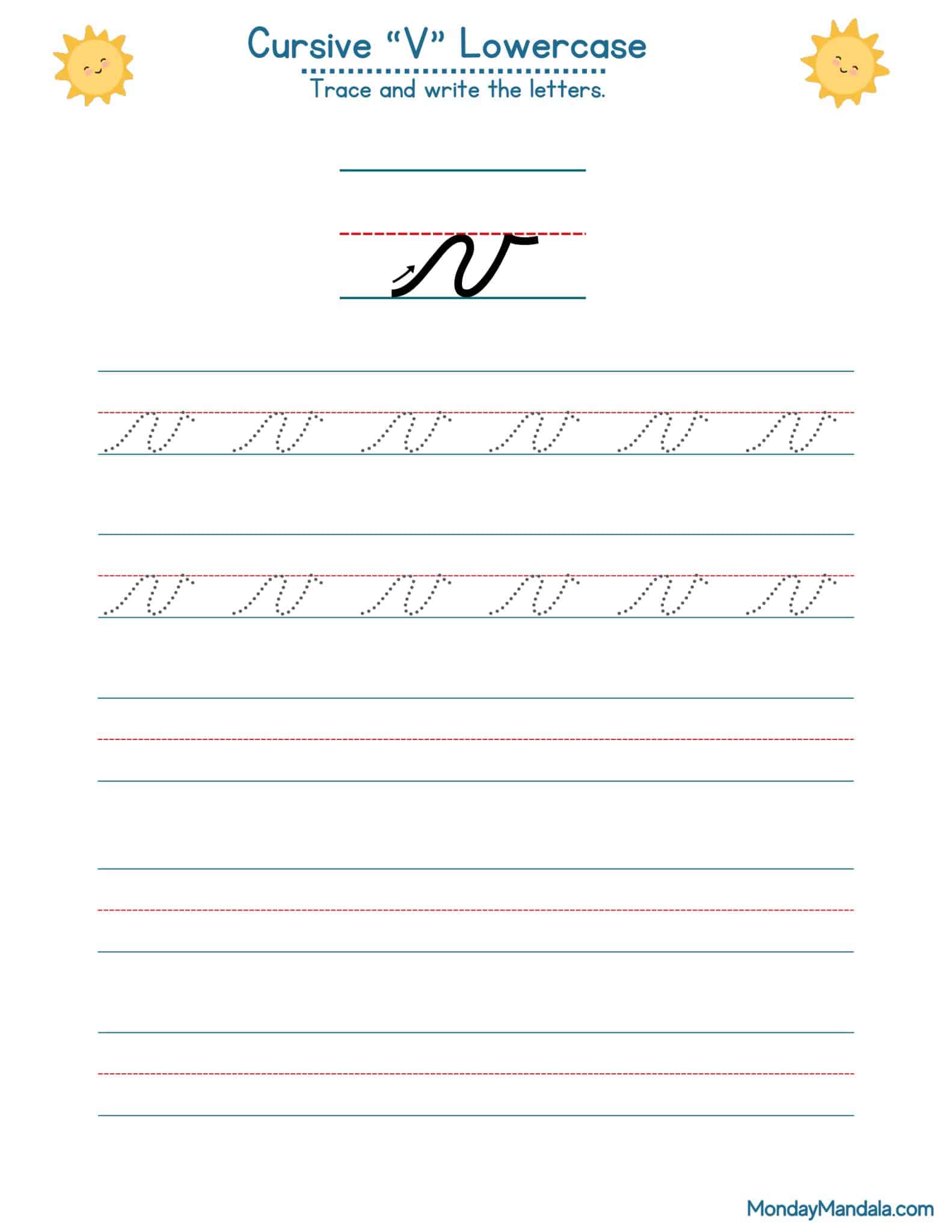 10 Cursive V Worksheets (Free Letter Writing Printables)