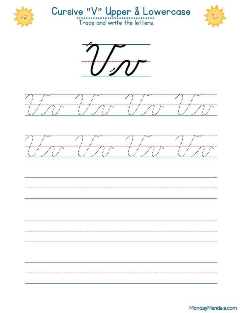 10 Cursive V Worksheets (Free Letter Writing Printables)
