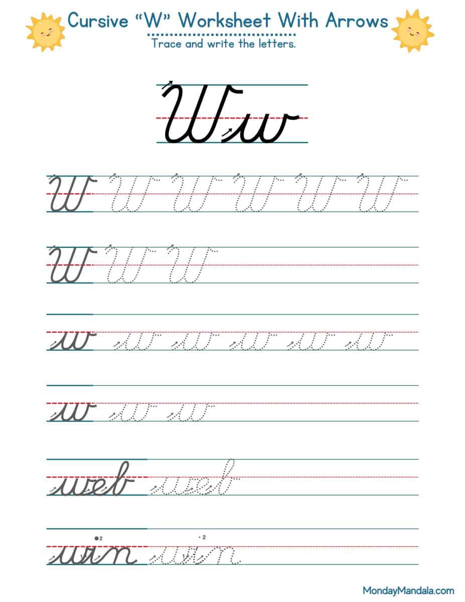 10 Cursive W Worksheets (Free Letter Writing Printables)