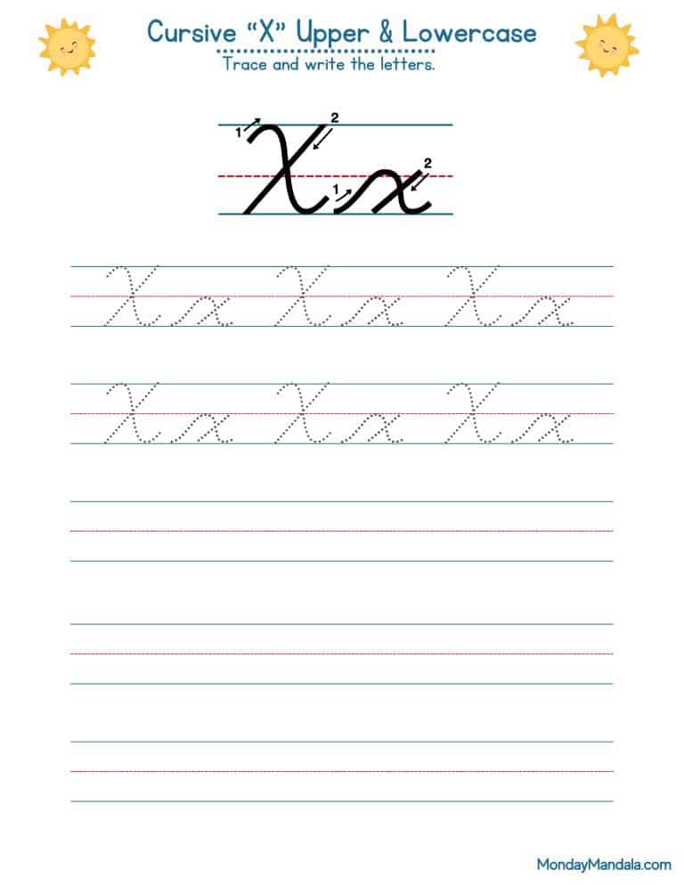 10 Cursive X Worksheets (Free Letter Writing Printables)