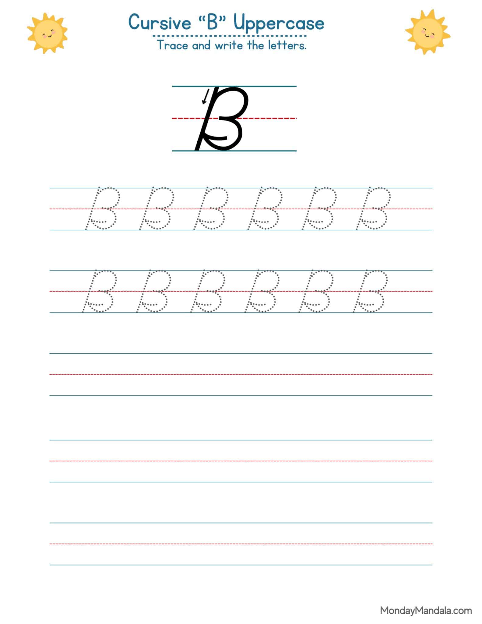 10 Cursive B Worksheets (Free Letter Writing Printables)