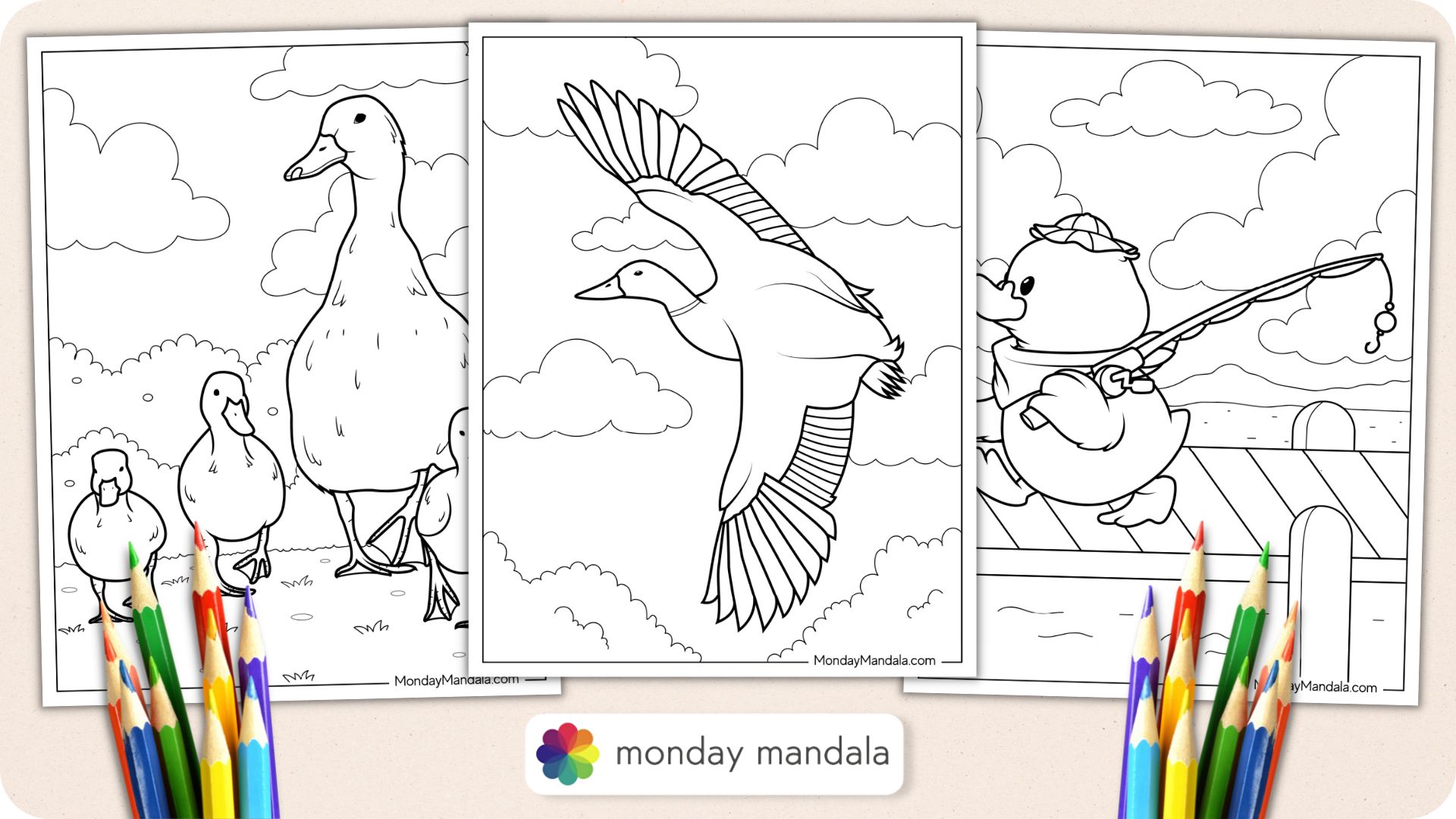 46 Cute Duck Coloring Pages (Free PDF Printables)