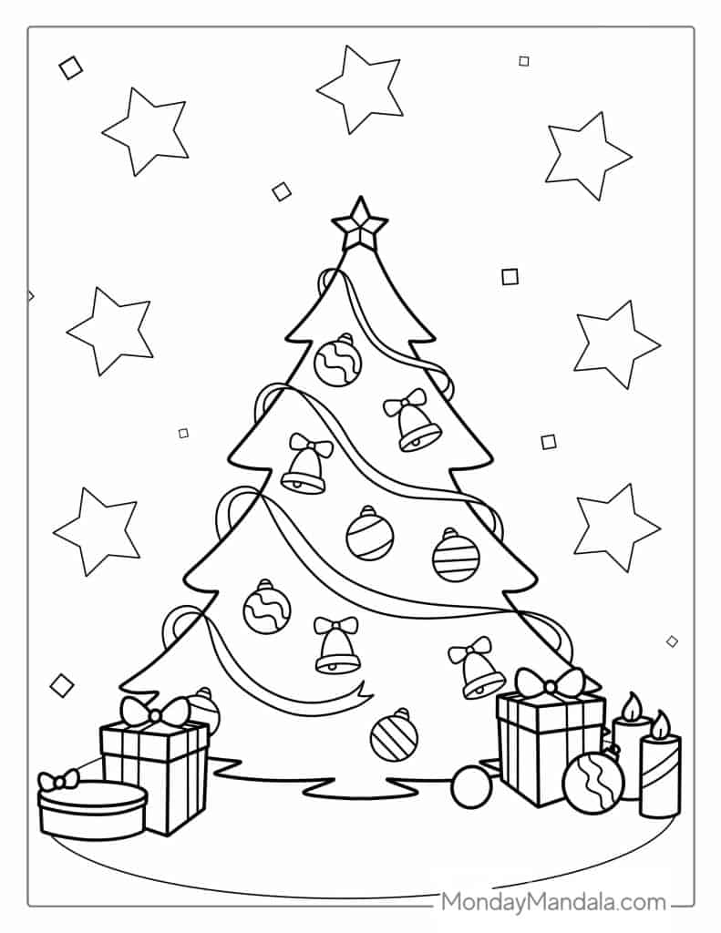 Blank Christmas Tree Coloring Pages For Kids Printable
