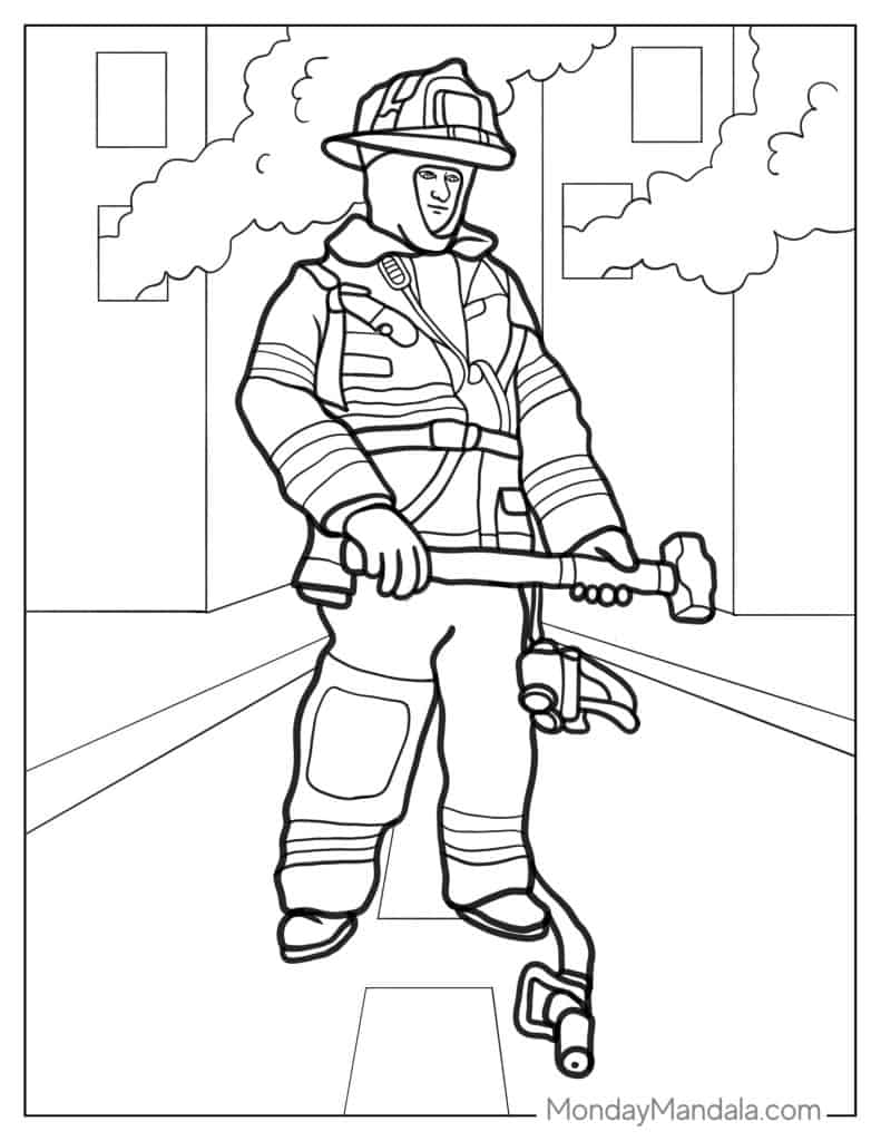 Fireman Colouring Pages