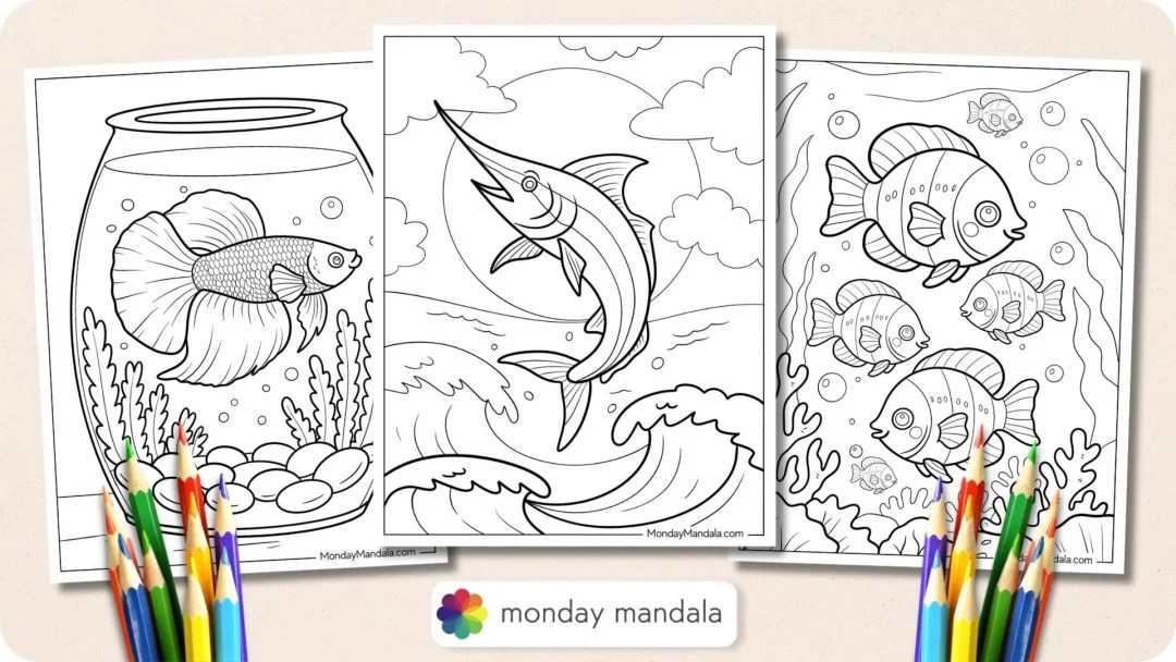 40 Fish Coloring Pages (Free PDF Printables)