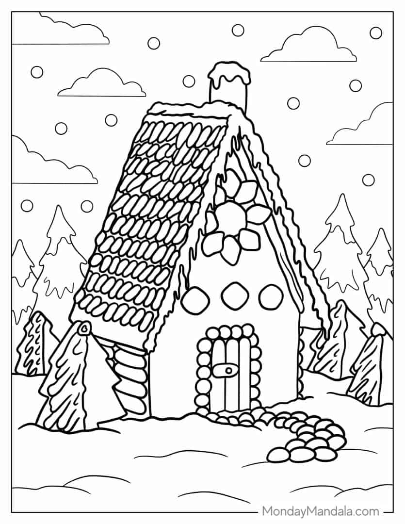 26 Gingerbread House Coloring Pages (Free PDF Printables)
