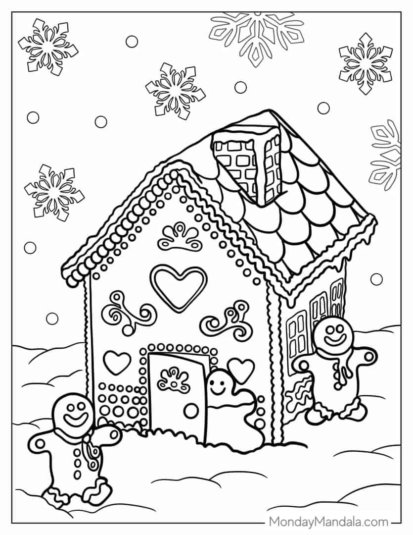 26 Gingerbread House Coloring Pages (Free PDF Printables)