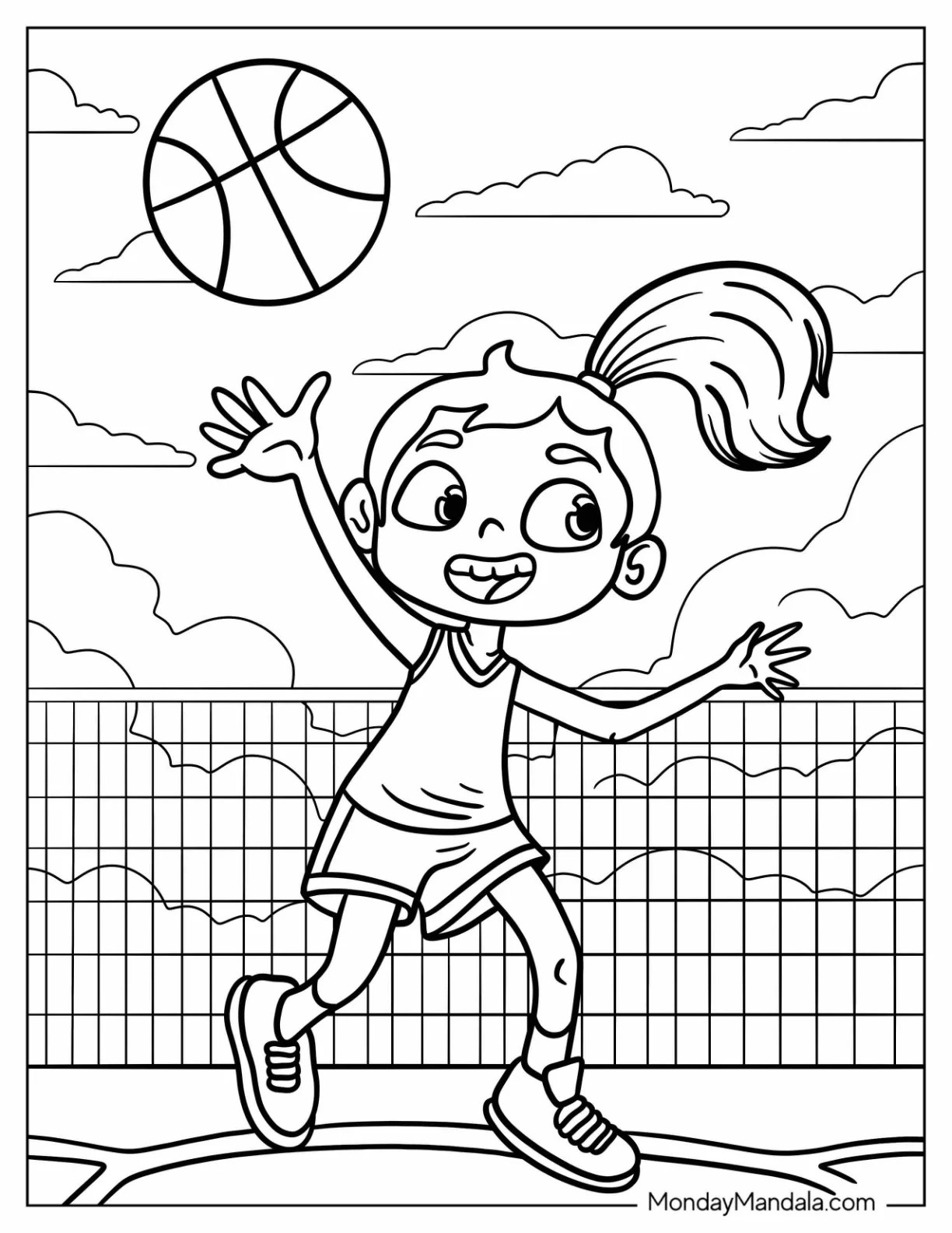 Girl Basketball Coloring Page