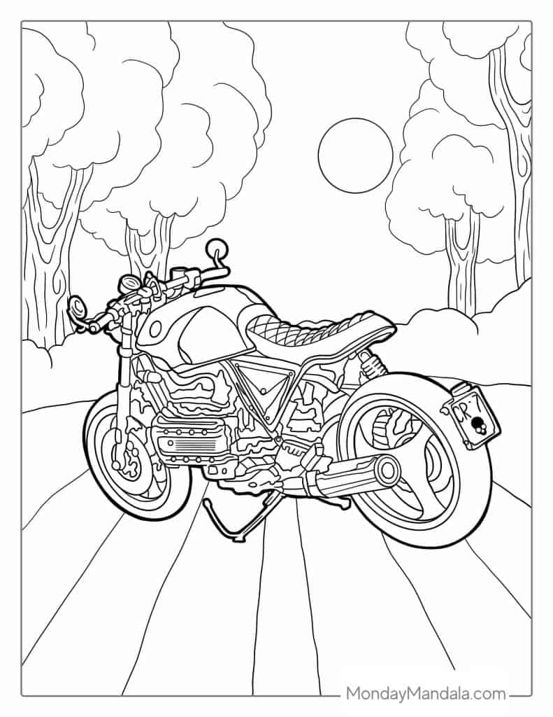 Police Motorcycle Coloring Page