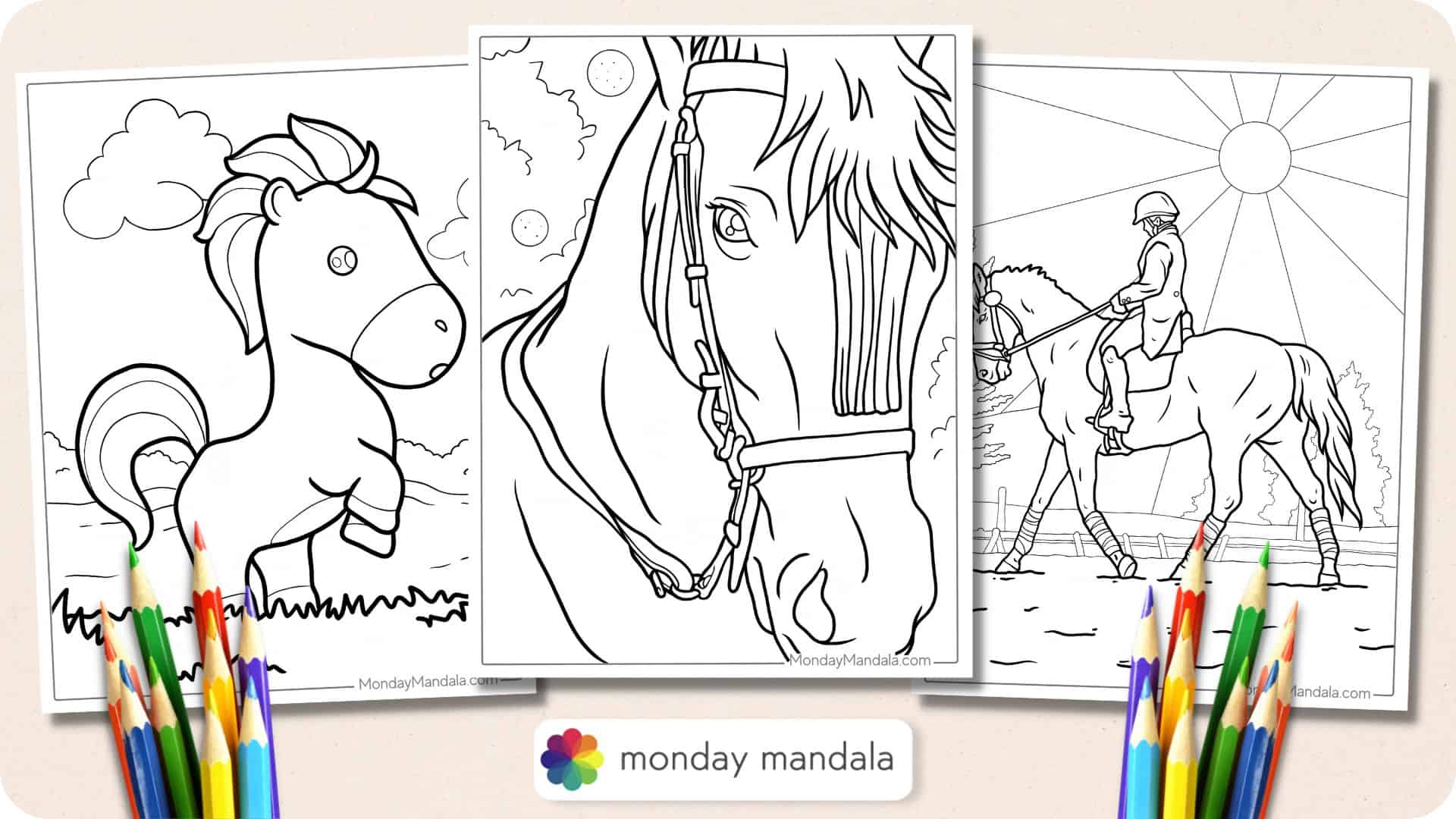 Coloring Pages Girl Riding Horse