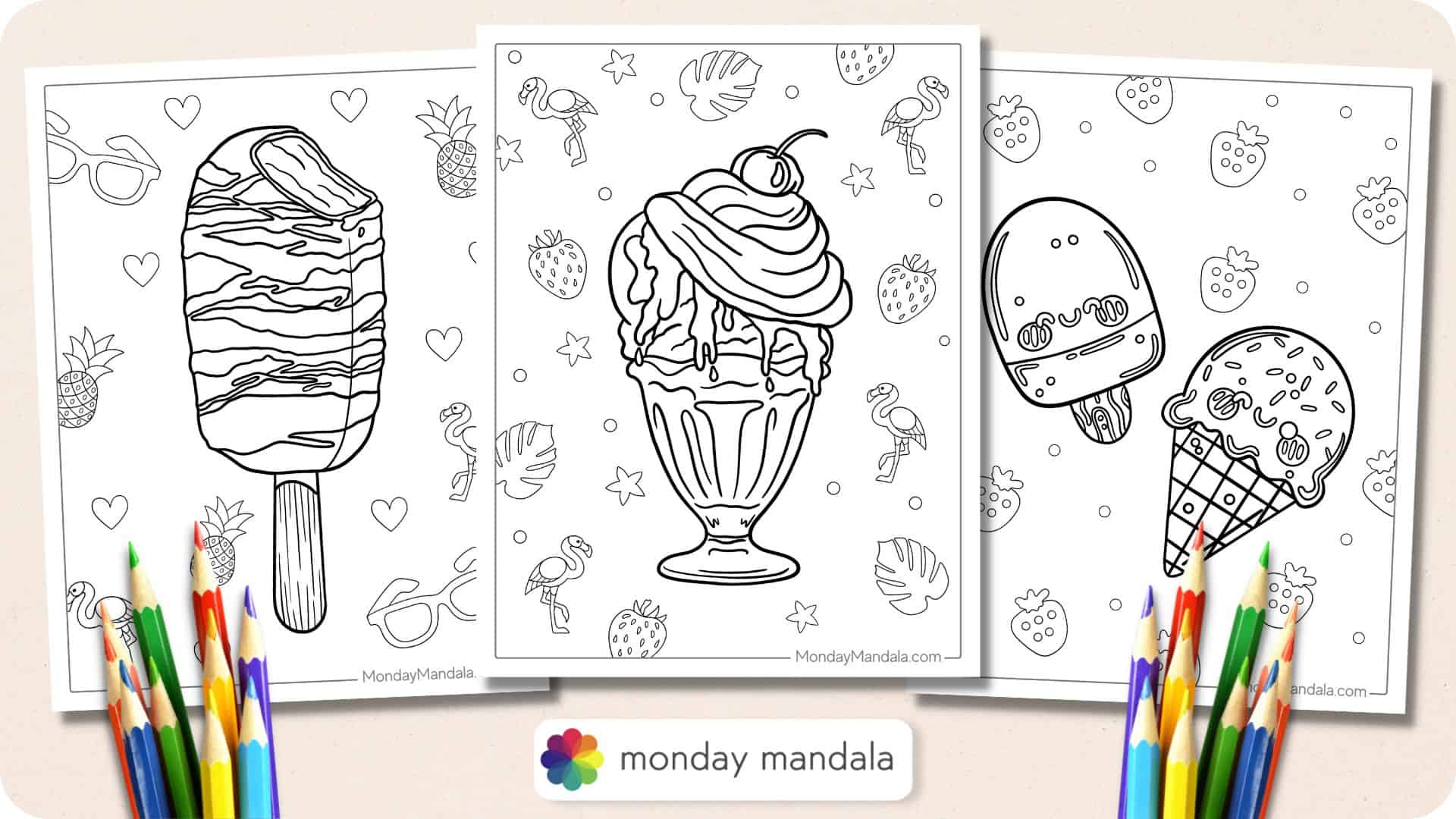 Children Eating Ice Cream Coloring Pages