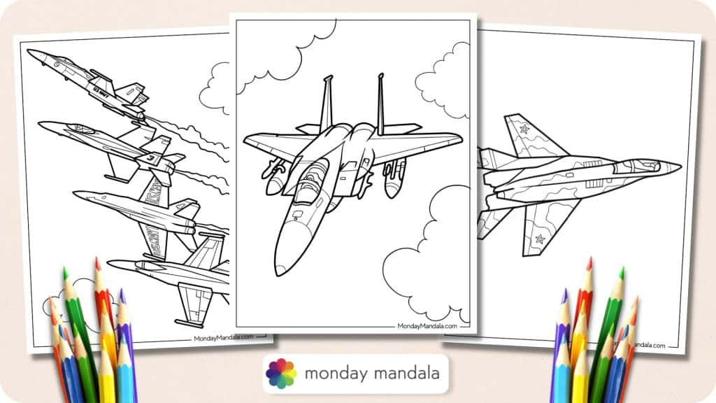 20 Jet Coloring Pages (Free PDF Printables)