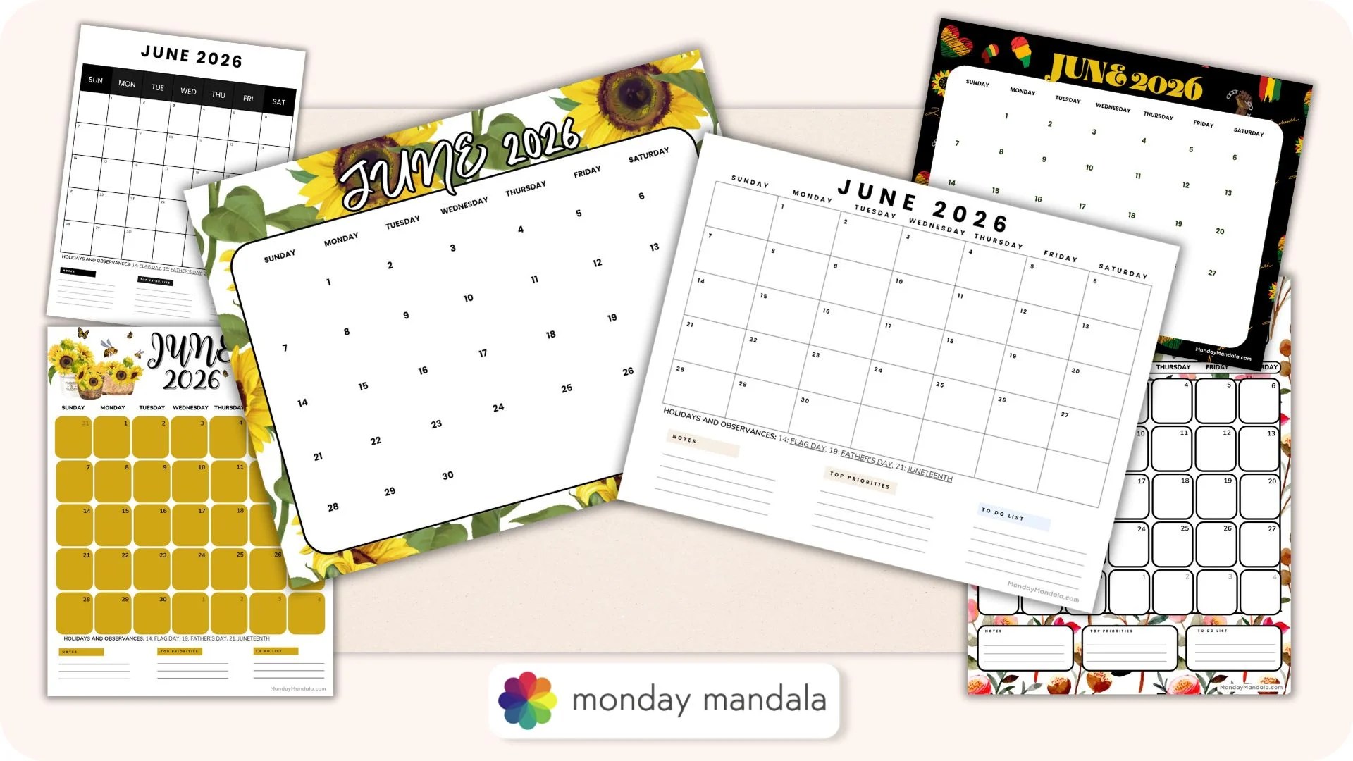 June 2026 Calendars (52 Free PDF Printables)