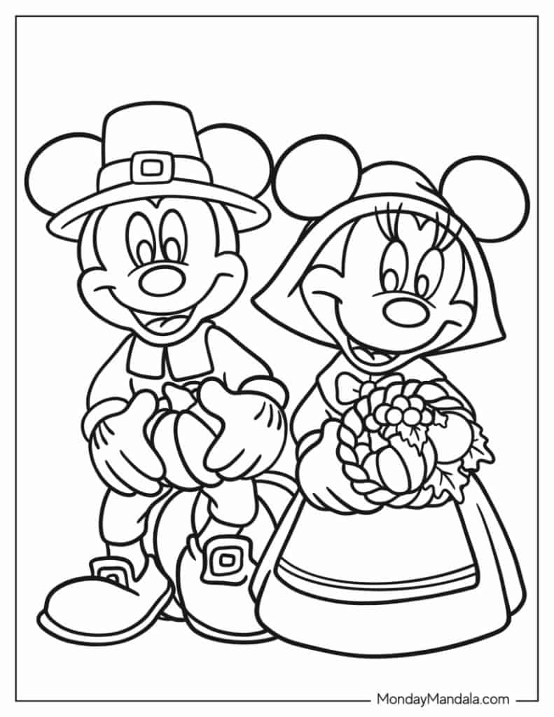 Happy Thanksgiving Mickey Mouse Coloring Page