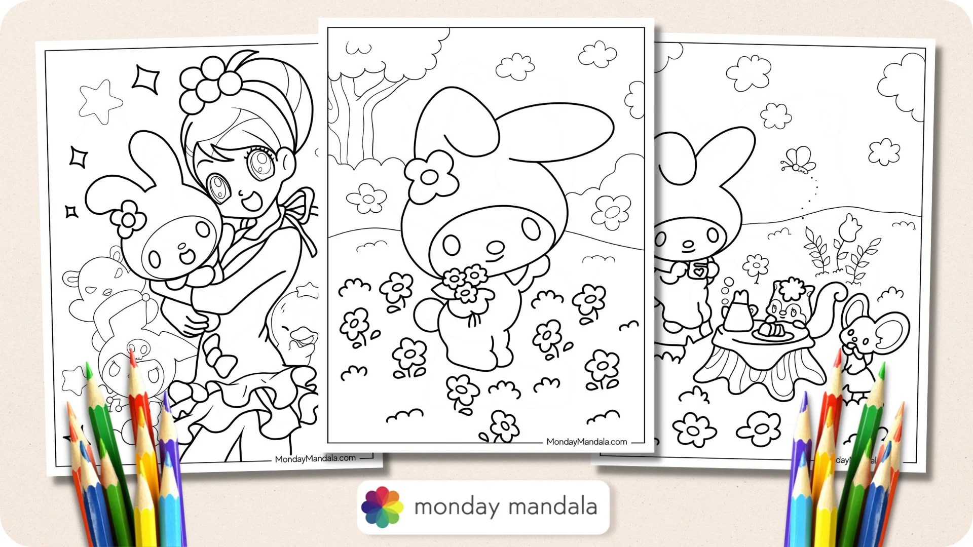 My Melody And Hello Kitty Coloring Pages