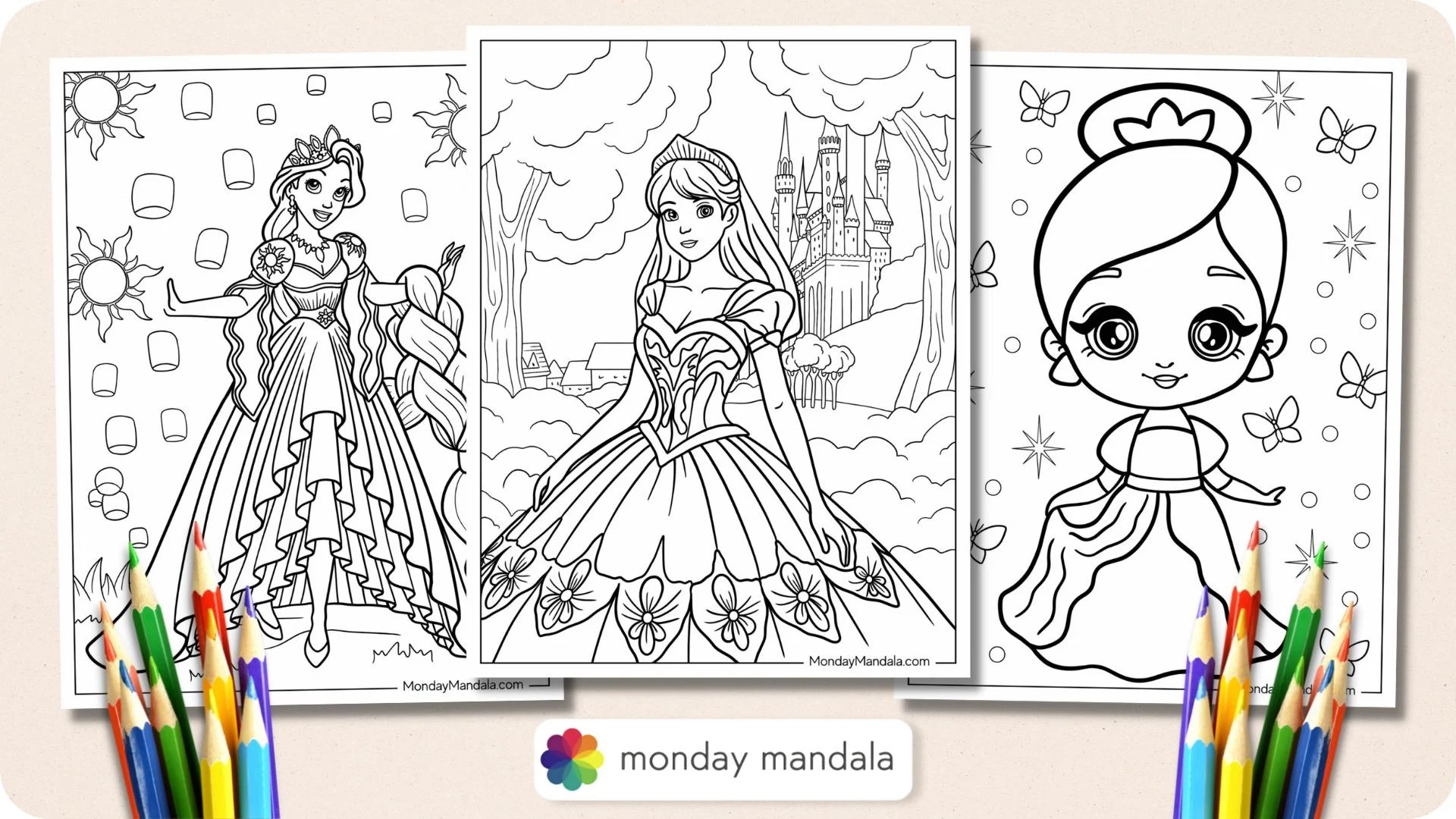 Cartoon Disney Princesses Coloring Pages