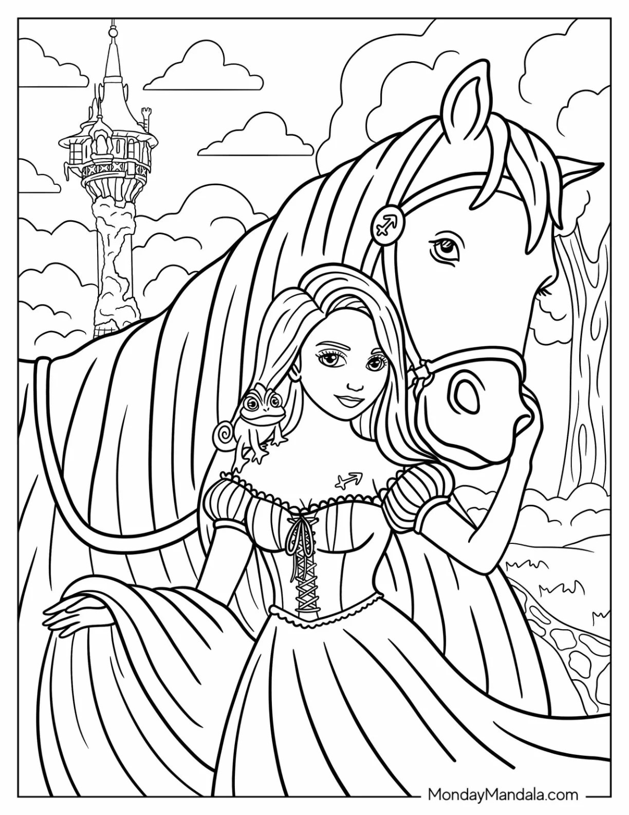 Rapunzel And Coloring And Pages And Barbie