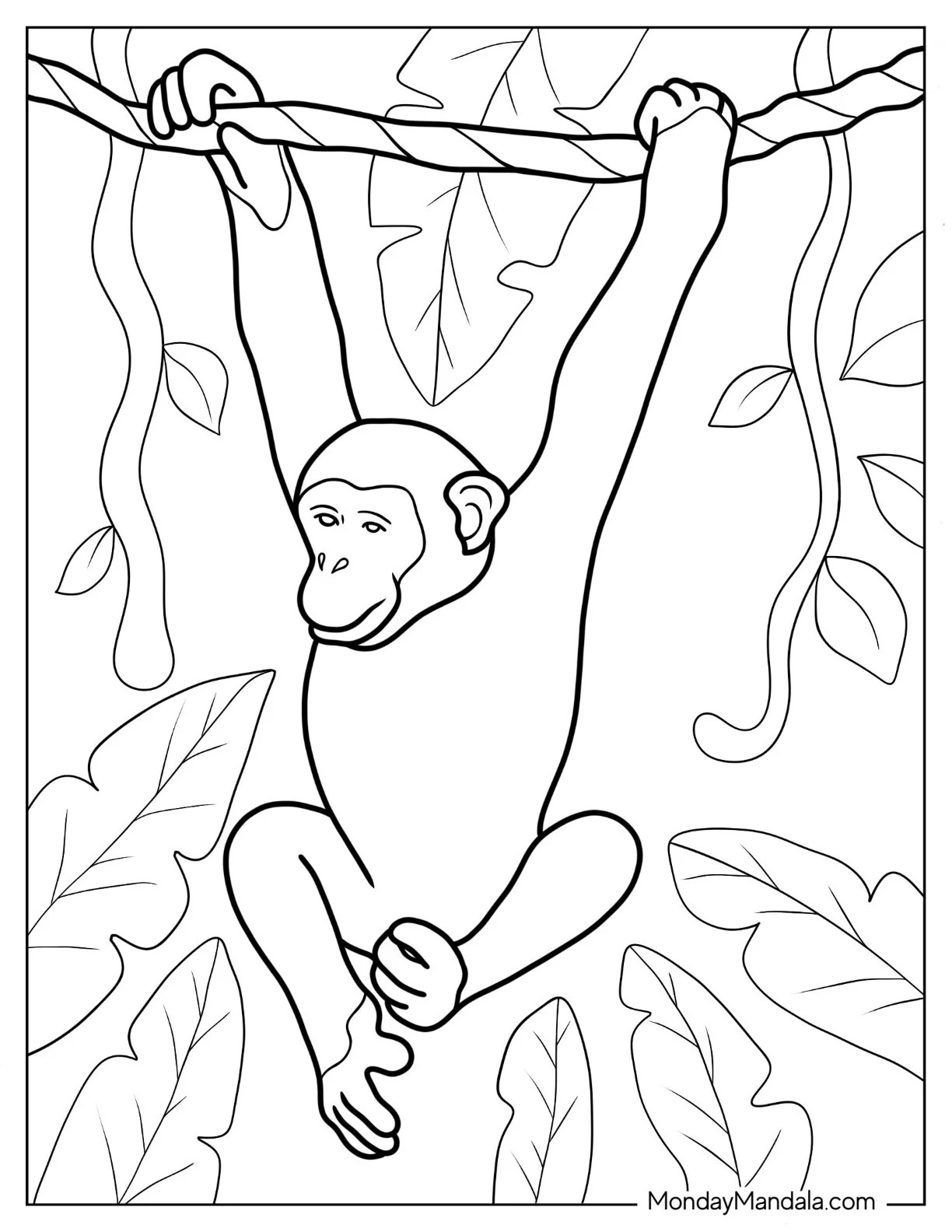 Hanging Monkey Coloring Pages