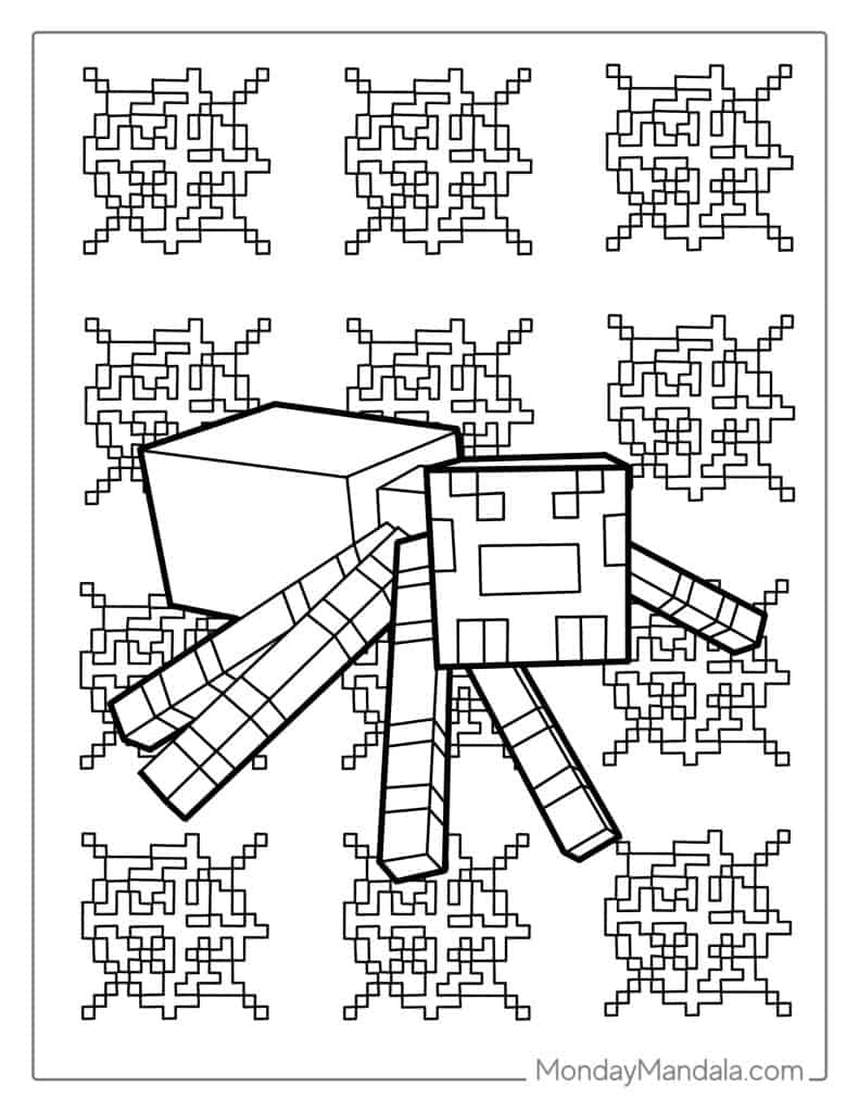 Minecraft Coloring Pages Spider