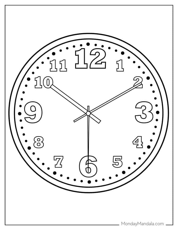 20 Clock Coloring Pages (Free PDF Printables)