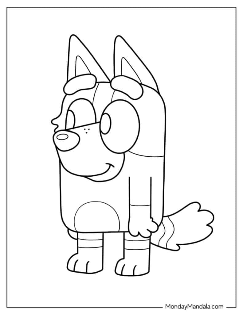 Coloring Pages BLUEY, How to draw Bluey, Muffin, Socks and Bingo🕓