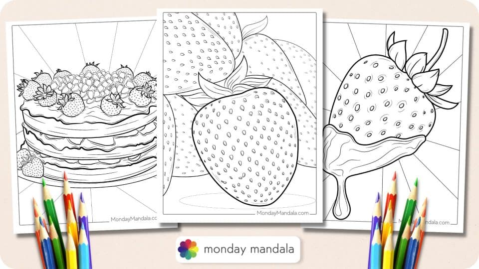 20 Strawberry Coloring Pages (Free PDF Printables) baseball coloring