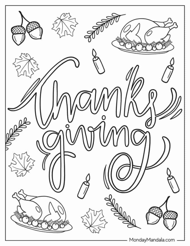 50 Thanksgiving Coloring Pages (Free PDF Printables)
