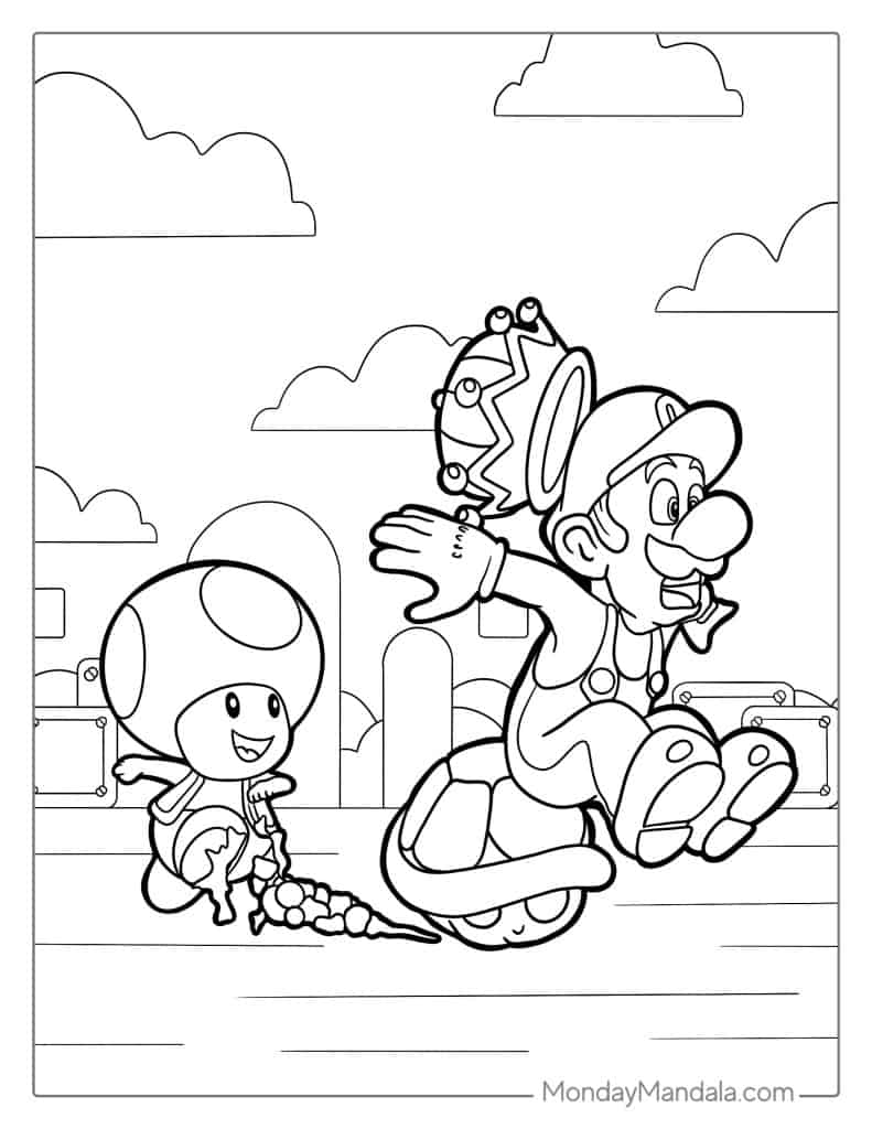 Toad Mario Kart Coloring Pages