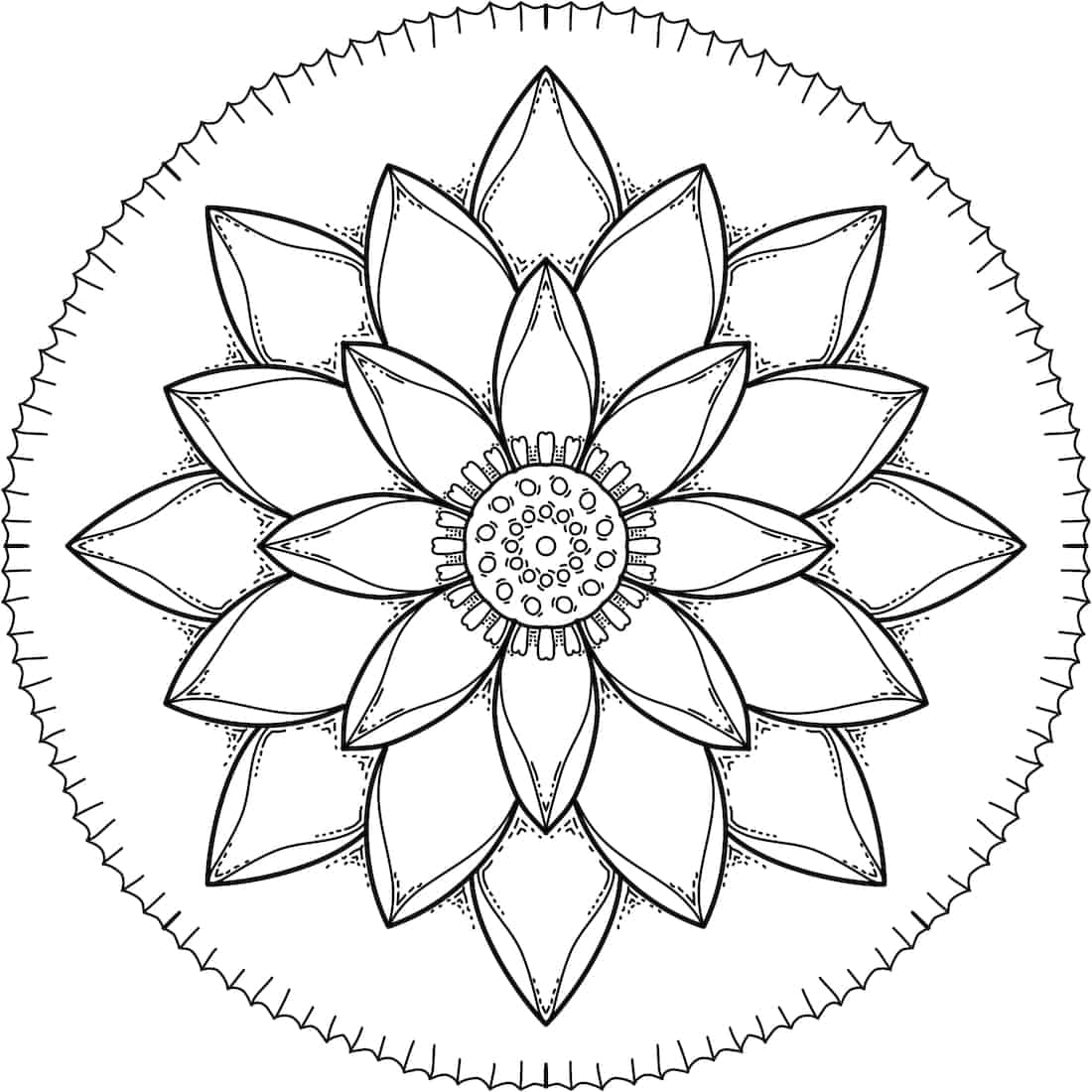 Simple Time Coloring Page Monday Mandala