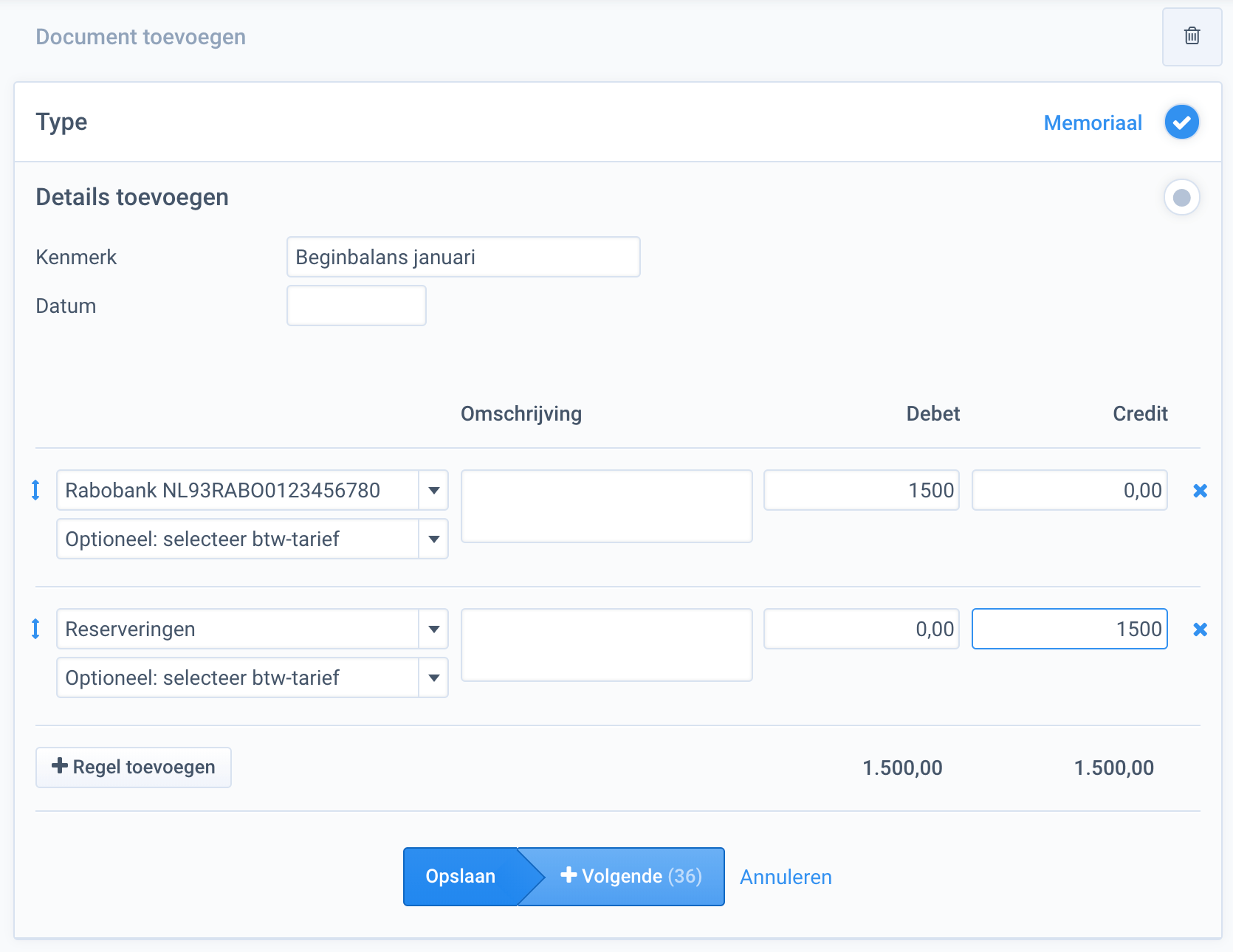 Memoriaalboeking maken? Moneybird Kennisbank