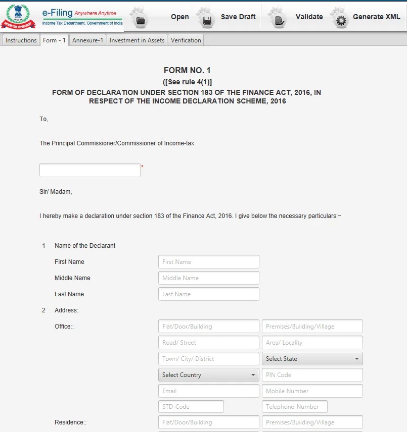 Declaration Scheme 2016 of Tax