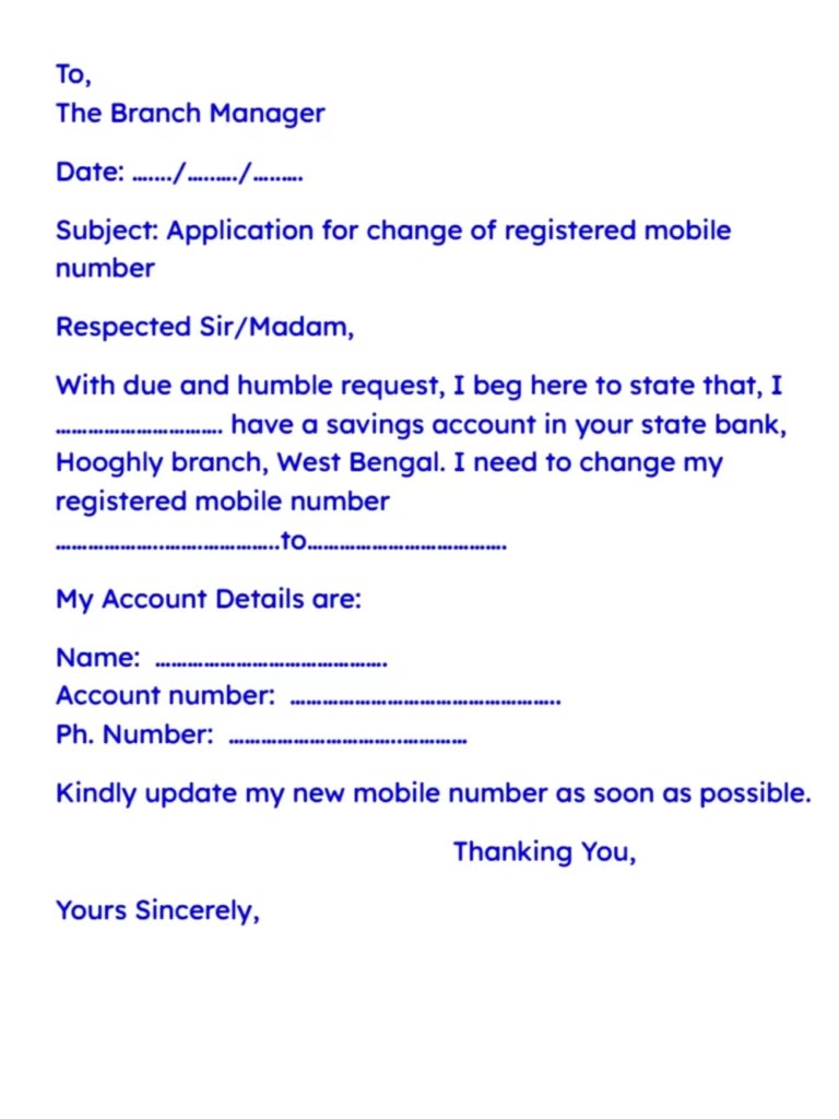 10+ Application For Mobile Number Change In Bank (SBI, PNB, Baroda