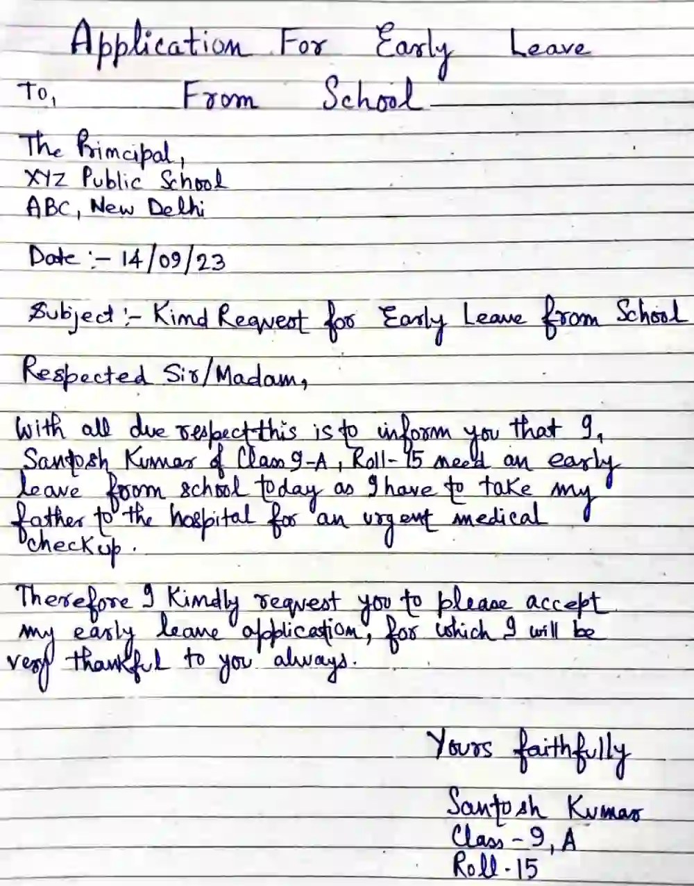 Application for Early Leave from School