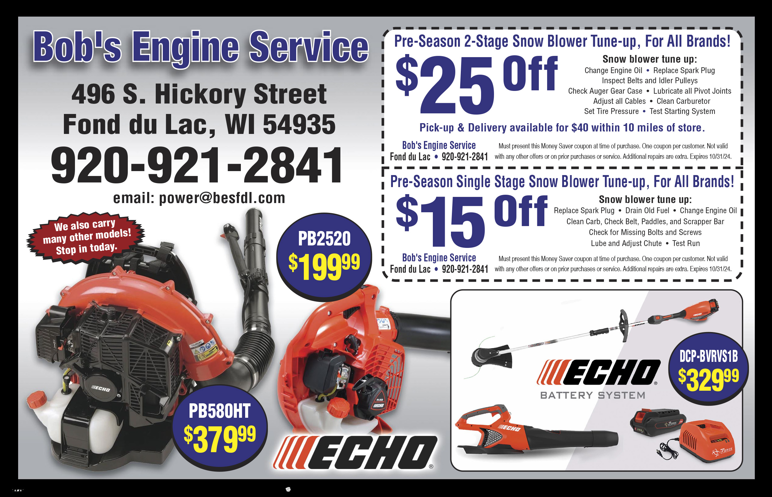 Bob's Engine Service - Coupons from Money Saver