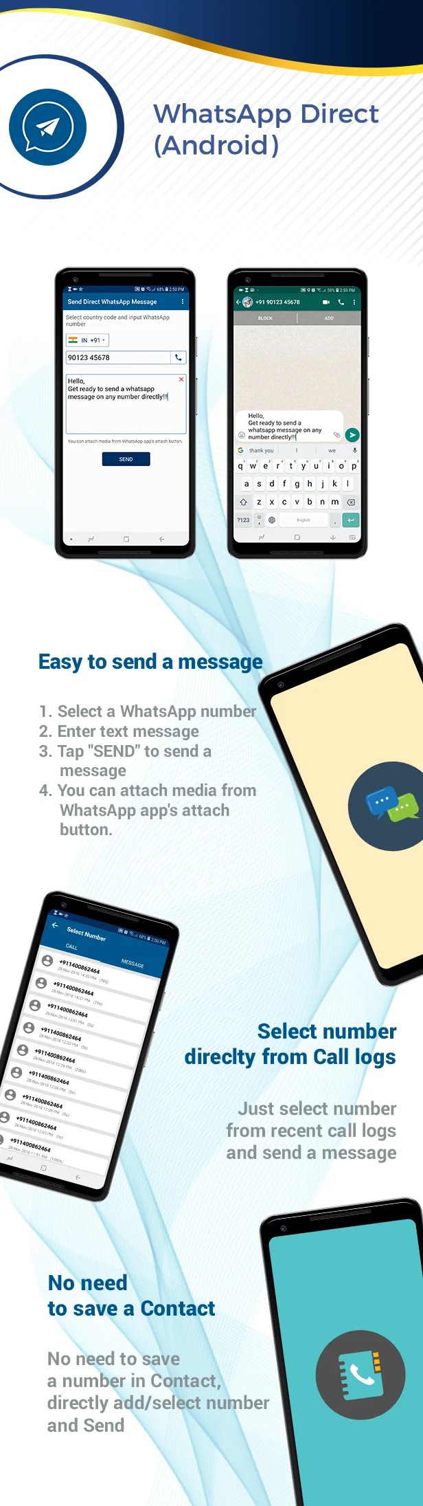 Get WhatsApp Direct Send Message Without Contact Android Code Download Ideas To Make Money