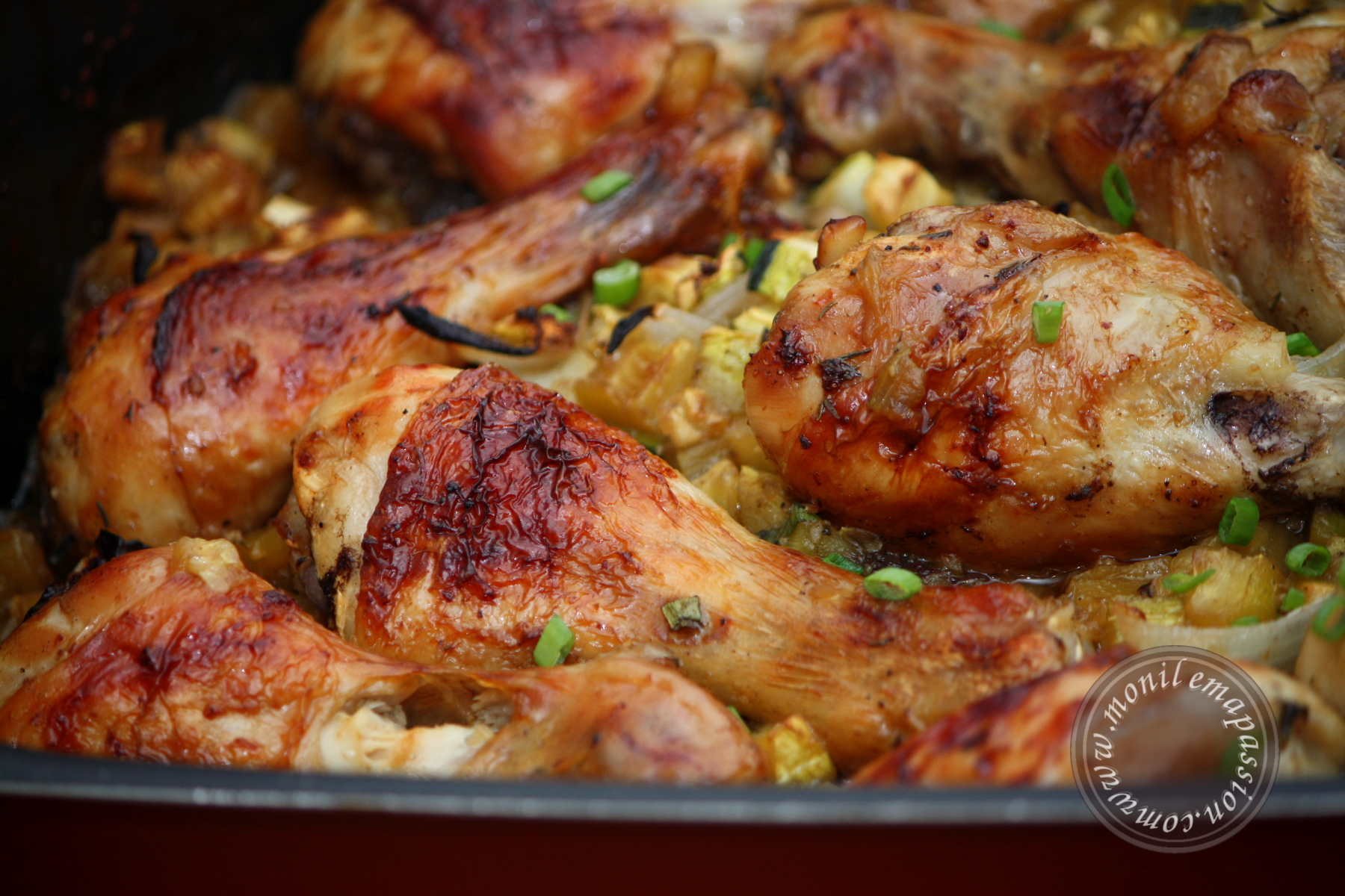 Poulet rôti aux courgettes Roasted chicken and zucchini