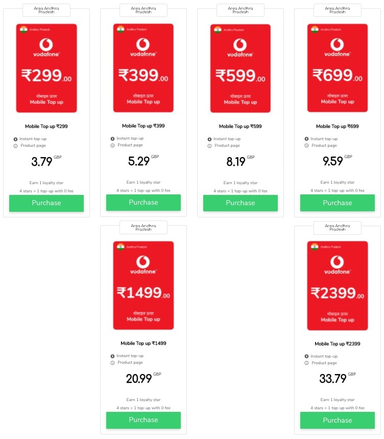 Vodafone recharge top up for your mobile