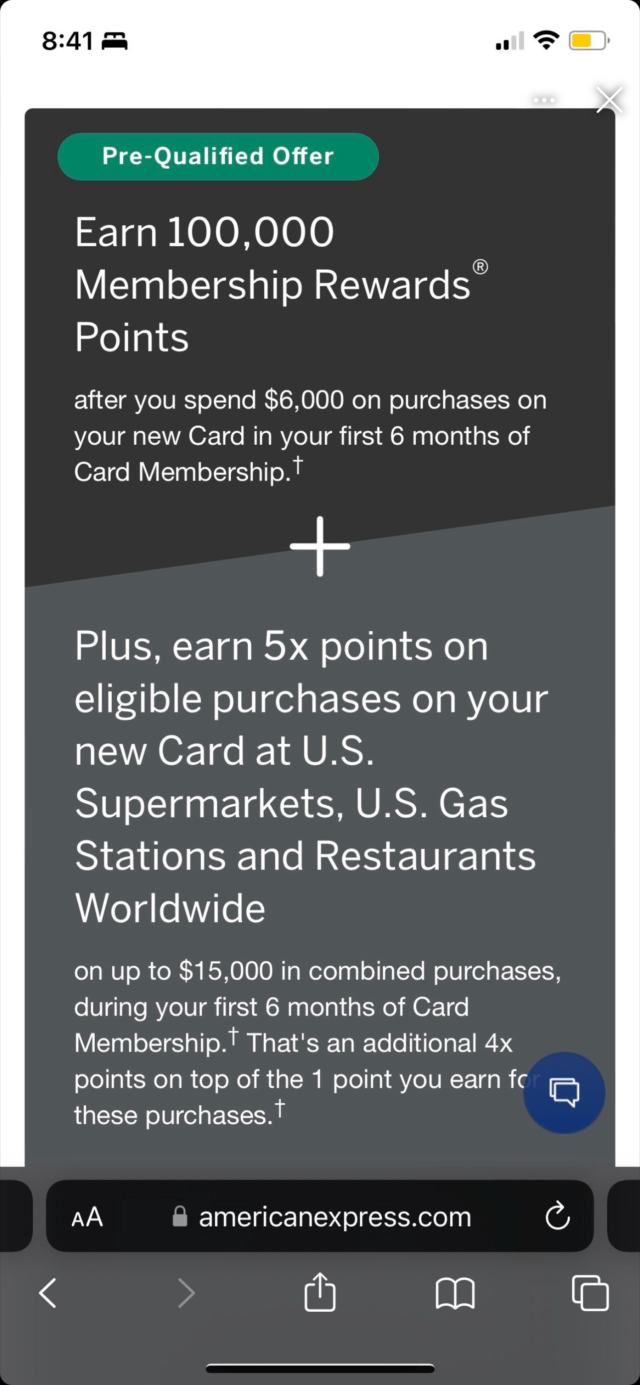 Amazing Amex Platinum upgrade offer 100k + 5x gas, supermarkets and
