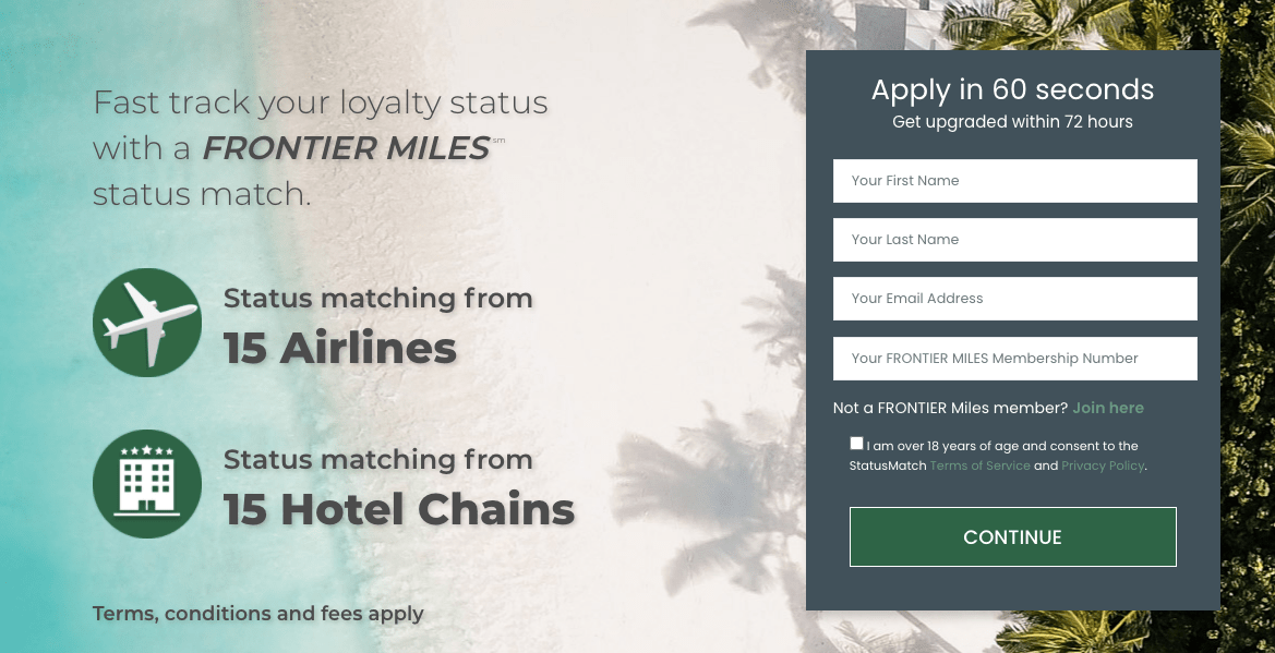 Frontier Status Match from 15 airlines and 15 hotels why I took