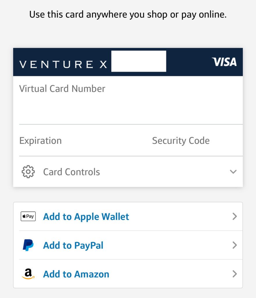 How to populate a Capital One Virtual card number prior to card arrival