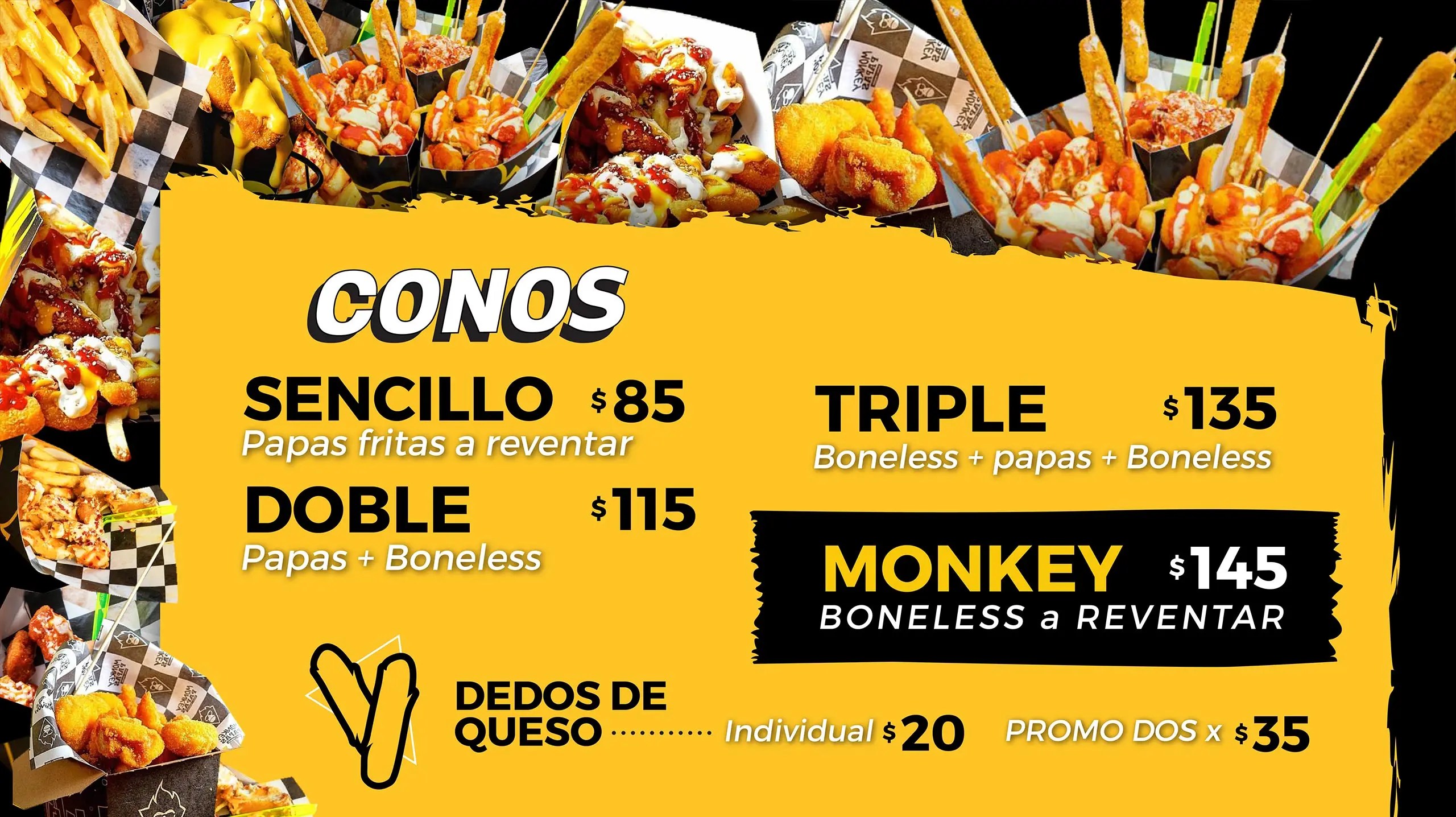 Menú Monkey Papas